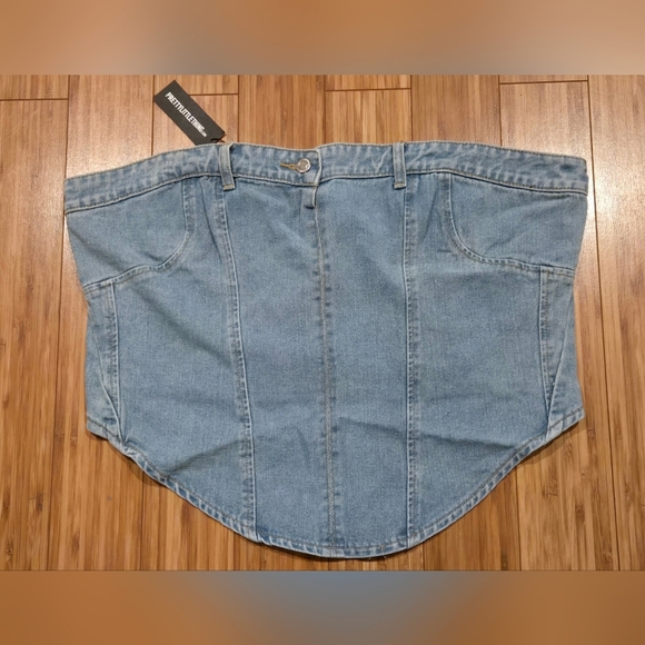 💚 NWT PrettyLittleThing Plus Jean Corset - Picture 1 of 5